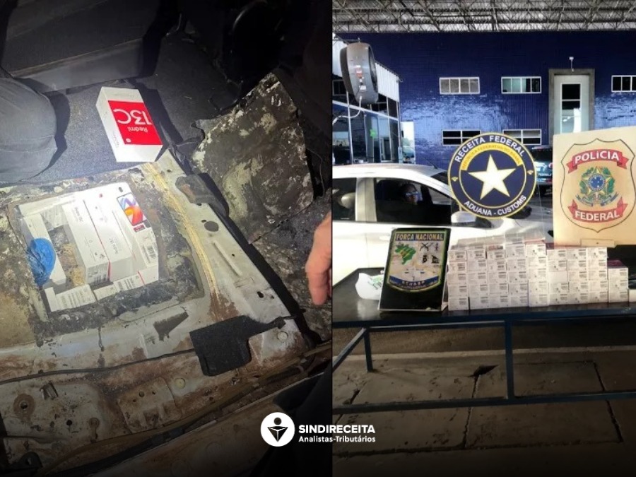 Aduana: Analistas-Tributários da Receita Federal atuam na apreensão de veículo com fundo falso lotado de celulares na fronteira com o Paraguai